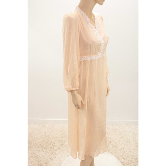 Dazy Retro Midi Prairie Dress Medium Sheer Chiffon Peach Cottagecore Romantic - Picture 4 of 11